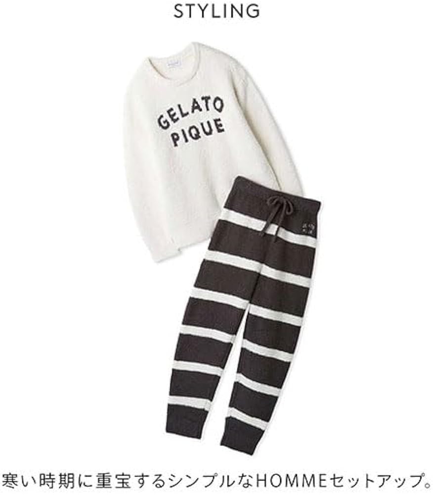 Amazon | ジェラートピケ オム メンズ パウダーロゴジャガードプル